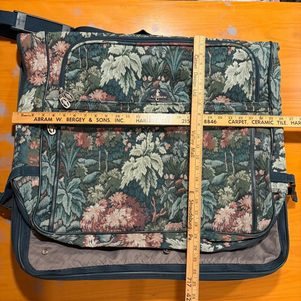 Atlantic Vintage Floral Tapestry Garment Bag Green Suit‎ Dress Luggage Complete